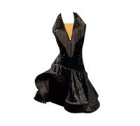 Yhwacyznm Women's Latin Dance Dresses Velvet Cha Cha Competition Costume Solid Color Salsa National Standard Performance Clothes,A,XXL