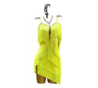 Yhwacyznm Women's Latin Dance Performance Dresses with Layered Tassels Suspenders Tango Dancing Outfit Ballroom Clothing,A,L