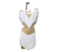 Yhwacyznm Women's Professional Latin Dance Dresses Ballroom Clothing Dancewear for Samba Salsa Dancing Competition Skirt,White,S