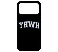 YHWH Christian Faith Ivory and Blue Varisty Letters Case for iPhone 17 Pro Max