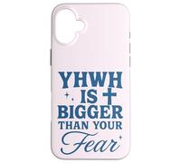 YHWH Is Bigger Than Fear Hebrew Christian Message Case for iPhone 16 Plus