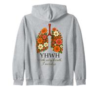 YHWH With Every Breath I Worship Floral Lungs Zip Hoodie