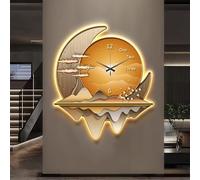 YHWKGZ 3D Art Wall Decor Clock, Creative Clock Wall Lamp, Silent Decoration Wall Clocks with LED Light, Landscape Wall Hanging Painting Sculptures for Entrance Office(Orange,66x80cm/25.9x31.4in)