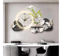 YHWKGZ 3D Wall Art Decor Clock, Sandstone Decorative Wall Clock with LED Light, Large Creative Wall Hanging Clocks, Silent Wall Sculpture Painting Mural, for Entrance(Black B,120x60cm/47.2x23.6in)