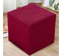 YHWW Ottoman Slipcover Cover Round/Square Foot Stool Cover Stretch Jacquard Ottoman Cover Sofa Foot Pouffe Protector Non Slip With Elastic Bottom Washable Red/Grey/Brown/Beige, 40x40cm(16x16in)