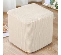 YHWW Ottoman Slipcover Cover Round/Square Foot Stool Cover Stretch Jacquard Ottoman Cover Sofa Foot Pouffe Protector Non Slip With Elastic Bottom Washable Red/Grey/Brown/Beige