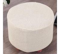 YHWW Stretch Ottoman Slipcover Square/Round Foot Stool Cover - Jacquard Non-Slip Pouffe Sofa Protector With Elastic Bottom - Washable Red/Grey/Brown/Beige