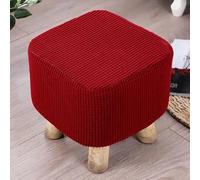 YHWW Stretch Ottoman Slipcover Square/Round Foot Stool Cover Jacquard Ottoman Cover Slipcover Footstool Cover Protector Non Slip Pouffe Sofa Cover With Elastic Bottom Washable Red/Grey/Brown/Beige