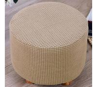 YHWW Stretch Ottoman Slipcover Square/Round Foot Stool Cover Jacquard Ottoman Cover Slipcover Footstool Cover Protector Non Slip Pouffe Sofa Cover With Elastic Bottom Washable Red/Grey/Brown/Beige