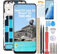 YHX-OU 6.43 Inch Black + Frame TFT Display for Oppo Find X5 Lite 5G Reno 7 5G CPH2371 LCD Display Touch Screen Replacement Screen LCD Glass Assembly Digitizer + 1 x Screen Protector + Tools