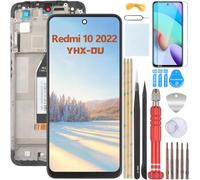 YHX-OU 6.5 Inch Black + Frame Display for Xiaomi Redmi 10 2022 21121119SG LCD Display Touchscreen Replacement Screen Glass Assembly with Tools + 1 Piece Screen Protector