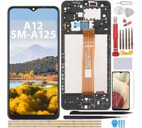YHX-OU 6.50 Inches for Samsung Galaxy A12 A125F A125M A125U LCD Display Touch Screen Replacement with Installation Tool + 1 Piece Tempered Glass (A12-Black+Frame)