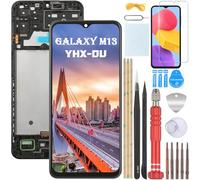 YHX-OU 6.6 Inch Black + Frame Display for Samsung Galaxy M13 SM-M135F SM-M135F/DSN LCD Display Touch Screen Replacement Screen Glass Assembly with Tools + 1 x Screen Protector