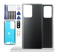 YHX-OU 6.67 Inch Black Battery Cover for Xiaomi 11T 5G / 11T Pro 5G Back Glass Back Cover Replacement Repair Back Cover Set with Camera Lens + Tools