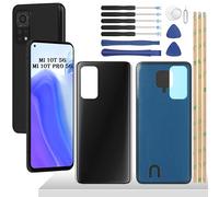 YHX-OU 6.67 Inch Black Battery Cover for Xiaomi Mi 10T 5G M2007J3SY Mi 10T Pro 5G M2007J3S M2007J17C Back Cover Back Replacement Repair Kit + Tools
