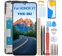 YHX-OU 6.74 Inch Black + Frame Display for Honor X7 CMA-LX2 CMA-LX1 CMA-LX3 LCD Display Touchscreen Replacement Screen Glass Assembly with Tools + 1 Piece Tempered Glass