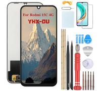 YHX-OU 6.9 Inch Black Display for Xiaomi Redmi 15C 4G 25078RA3EE LCD Display Touchscreen Screen Digitizer Assembly Glass with Tool + 1 x Screen Protector