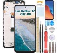 YHX-OU Screen Replacement for Xiaomi Redmi 12 LCD Display Compatible with Xiaomi Redmi 12 23053RN02A 23053RN02Y Touch Screen Digitizer Assembly 6.79 inches Black with Frame with Repair Tools