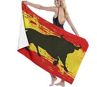 YHX926 Beach Towel, Large Bull On Spanish Flag, Quick Dry, Sand Free, Microfiber, 52''x32'' (80 * 130cm)