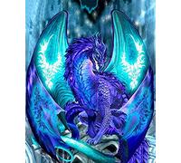 YHX926 Cross Stitch Kits for Beginners Adults,Blue Monster Dragon,11CT Stamped 3 Strands,Easy Embroidery Cross-Stitch Needlework Home Decoration,16x20 inch