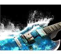 YHX926 Cross Stitch Kits for Beginners Adults,Guitar Musical Instrument,11CT Stamped 3 Strands,Easy Embroidery Cross-Stitch Needlework Home Decoration,16x20 inch
