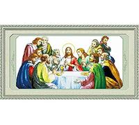 YHX926 Cross Stitch Kits for Beginners Adults,Religious Last Supper,11CT Stamped 3 Strands,Easy Embroidery Cross-Stitch Supplies Needlework,16x20 inch
