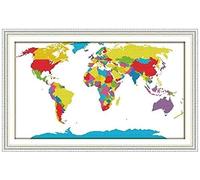 YHX926 Cross Stitch Kits for Beginners Adults,World Map,11CT Stamped 3 Strands,Easy Embroidery Cross-Stitch Needlework Home Decoration,16x20 inch