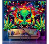 YHXBD Blacklight Alien Tapestry UV Reactive Alien Wall Tapestry Posters Trippy Weed Marijuana Wall Hanging For Bedroom Living Room Dorm,A-07,73 * 95cm