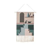 YHXBD Boho Macrame Long Vertical Wall Hanging, Handmade Woven Tassel Tapestry Bohemian Craft Ornament Wall Art Decor For Bedroom Dorm Apartment Nursery,A-12,70x50cm