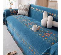 YHXBD Boho Sofa Large Throw Blanket For 1 2 3 4 Seater, AB Sided Slipcover For Corner Sofa, Tribal Ethnic Armchair Throw For Couch Sofa And Bed,Dark Blue,180x420cm