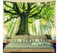 YHXBD Forest Tapestry Wall Hanging, Trees Trunk Wall Art Landscape Nature Green Sunlight Wall Tapestry For Bedroom Living Room Dorm,A-01,150x280cm