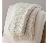 YHXBD Knitted Decorative Throw Blanket For Couch Sofa Chair Bed，Simple Solid Color Texture Soft Warm Cozy Blanket Sofa Throws For All Seasons,White,127x230CM