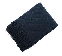 YHXBD Knitted Farmhouse Sofa Throw For Sofa Chair Couch Bed,Simple Solid Color Geometric Diamond Jacquard Texture Soft Cozy Blanket Sofa Throws,Blue-01,127x180CM