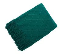 YHXBD Knitted Farmhouse Sofa Throw For Sofa Chair Couch Bed,Simple Solid Color Geometric Diamond Jacquard Texture Soft Cozy Blanket Sofa Throws,Green-02,127x180CM