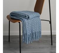 YHXBD Knitted Sofa Throw For Sofa Chair Couch Bed,Simple Solid Color Jacquard Texture Blanket Sofa Throws Warm Armchair Cover Decorative Blanket,Blue,127x240CM