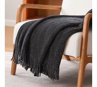 YHXBD Knitted Throw Blanket, Simple Solid Color Chenille Texture Soft Cozy Farmhouse Blanket Sofa Throws Warm Armchair Cover Decorative Blanket,Dark Gray,125x170CM