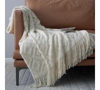 YHXBD Knitted Throw Blanket, Simple Solid Color Texture Soft Cozy Farmhouse Blanket Sofa Throws Warm Armchair Cover Decorative Blanket For Sofa Bed,Beige,130x240CM