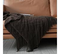 YHXBD Knitted Throw Blanket, Simple Solid Color Texture Soft Cozy Farmhouse Blanket Sofa Throws Warm Armchair Cover Decorative Blanket For Sofa Bed,Brown,130x240CM