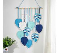 YHXBD Macrame Leaf Wall Hanging, Boho Ethnic Style Colourful Handmade Woven Tassel Tapestry Wall Decor For Bedroom Living Room Apartment Office,Blue,40x65cm