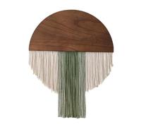 YHXBD Macrame Wall Hanging Boho Handwoven Geometric Round Wooden Board Tassel Tapestry Wall Art For Bedroom Living Room Office Apartment Ornament,Green-02,40x40cm