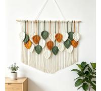 YHXBD Macrame Wall Hanging, Boho Wall Decor Leaf Woven Large Tapestry, Macrame Leaves Tapestry For Living Room Bedroom Outdoor Indoor,Brown,85x100cm