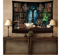 YHXBD Magic Bookshelf Tapestry, Magical Witchy Potion Dark Hippie Tapestries Wall Hanging Gothic Library Book Tapestry For Bedroom,A-01,150x100cm