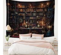 YHXBD Magic Bookshelf Tapestry Wall Hanging, Magical Gothic Skull Vintage Plant Bookcase Wall Art Aesthetic Tapestries For Bedroom Living Room Dorm,A-02,150x230cm