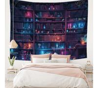 YHXBD Magic Bookshelf Tapestry Wall Hanging, Magical Gothic Skull Vintage Plant Bookcase Wall Art Aesthetic Tapestries For Bedroom Living Room Dorm,A-04,180x230cm