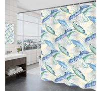 YHXBD Shower Curtain For Bathroom, Green Simple Tropical Leaves Pattern Polyester Fabric Bath Curtain,Waterproof, Quick Dry, Mildew & Mold Resistant,A-01,240x200CM