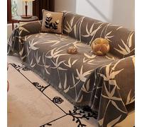 YHXBD Sofa Cover For 2 3 4 Seater, Chenille Simple Luxury Botanical Floral Bamboo Patterns Slipcover For Corner Sofa, Versatile Decorative Throw For Sofa Bedspread And Settee,Grey,180 * 230cm