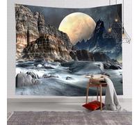 YHXBD Space Planet Tapestry Wall Hanging, Fantasy Moon Night Galaxy Earth Tapestry Mystical Landscape Mountain Tapestry For Bedroom Aesthetic,A-03,100x70cm