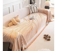 YHXBD Throws For Sofas Extra Large, Chenille Throw Blanket, Simple Lines Woven Versatile Decorative Throw For Sofa Bed Chair Couch Table,Orange,180 * 200cm