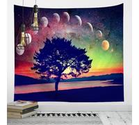 YHXBD Tree Night Sky Tapestry Wall Hanging, Colorful Abstract Sun Moon Starry Sky Backdrop Poster Aesthetic Wall Tapestry For Bedroom Dorm Decor,A-02,100x75cm
