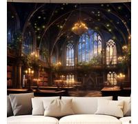 YHXBD Vintage Bookshelf Tapestry Wall Hanging, Medieval Magic Forest Art Book Large Tapestries For Bedroom Living Room Dorm Study Classroom,A-05,180x270cm